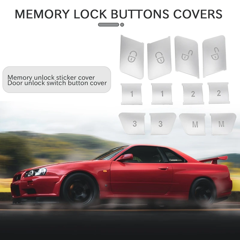 12Pcs Car Door Seat Memory Lock Buttons Covers Stickers For Mercedes Benz CLA/GLA/GLK/GLE/CLS/GL/ML/A/B/E image 5