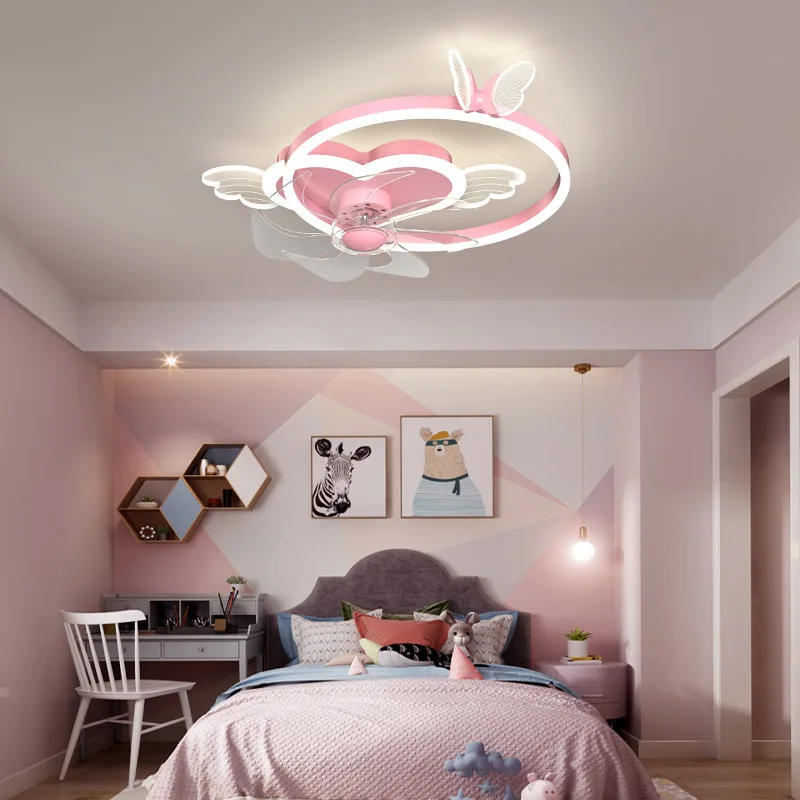 Ventilatori da soffitto per bambini con luci per camera da letto Ventilatore silenzioso Lampada da soffitto con telecomando Lampada da soffitto moderna a 6 velocità Dimmerabile a LED