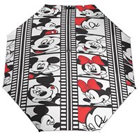 8-Rib Three Fold Auto Umbrella Protection Rain And Sun Mickey Minnie Mouse Umbrella Cartoon Car Foldable Reinforced Umbrellas