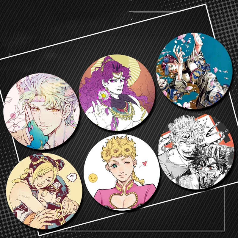 58mm Anime JoJo's Bizarre Adventure Pins Cartoon Badge Round DIY Creative Brooches for Backpack Jewelry Accessories Gifts
