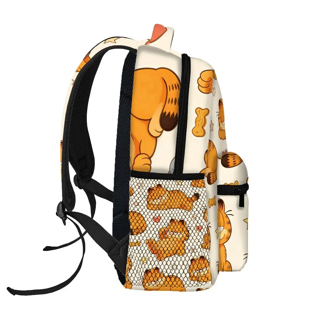 Mochila divertida de Garfield con estampado de estrellas y corazones, bonita mochila escolar de dibujos animados para picnic, camping y viajes
