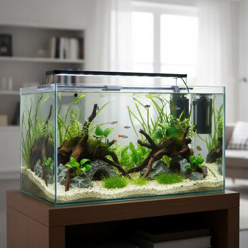 Aquarium mit transparentem Stauraum 60 x 35 x 40 cm Glas