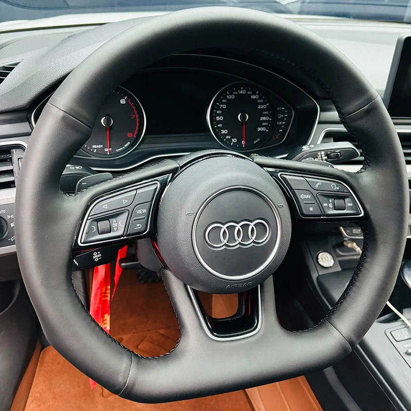 customized Hand-sewn Car Steering Wheel Braid Cover for Audi A1 8X A2 A3 Q3 Q5 Q2 A4 A5 A6 Avant Microfiber Leather Non-slip