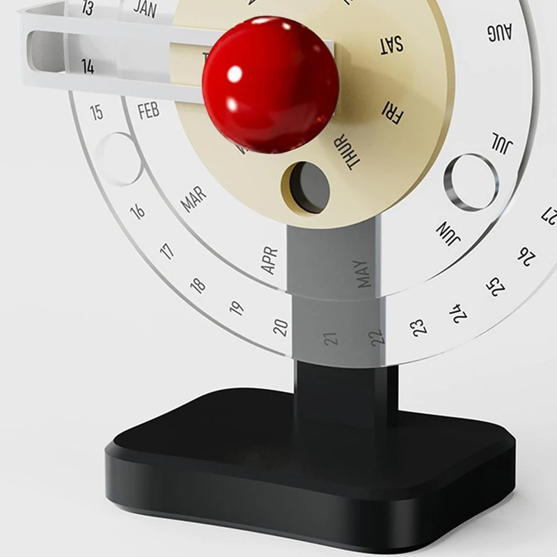 A23F-Calendar Acrylic Disc Decor Tabletop Calendar Novelty Simple Manual Rotating Calendar Desktop Decorative