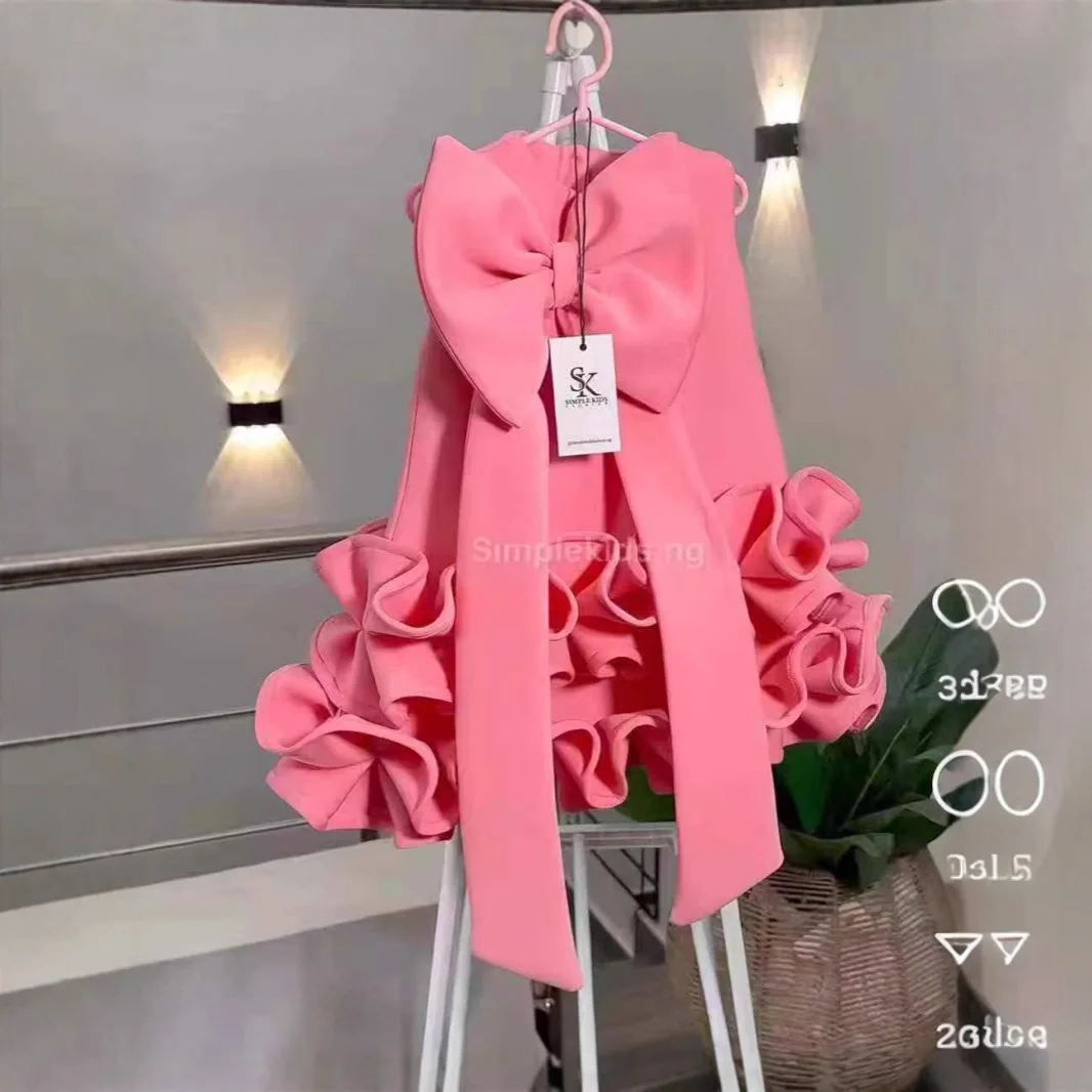 Girls' dress bow tie birthday performance elegant dress flower girl dresses kids dresses for girls