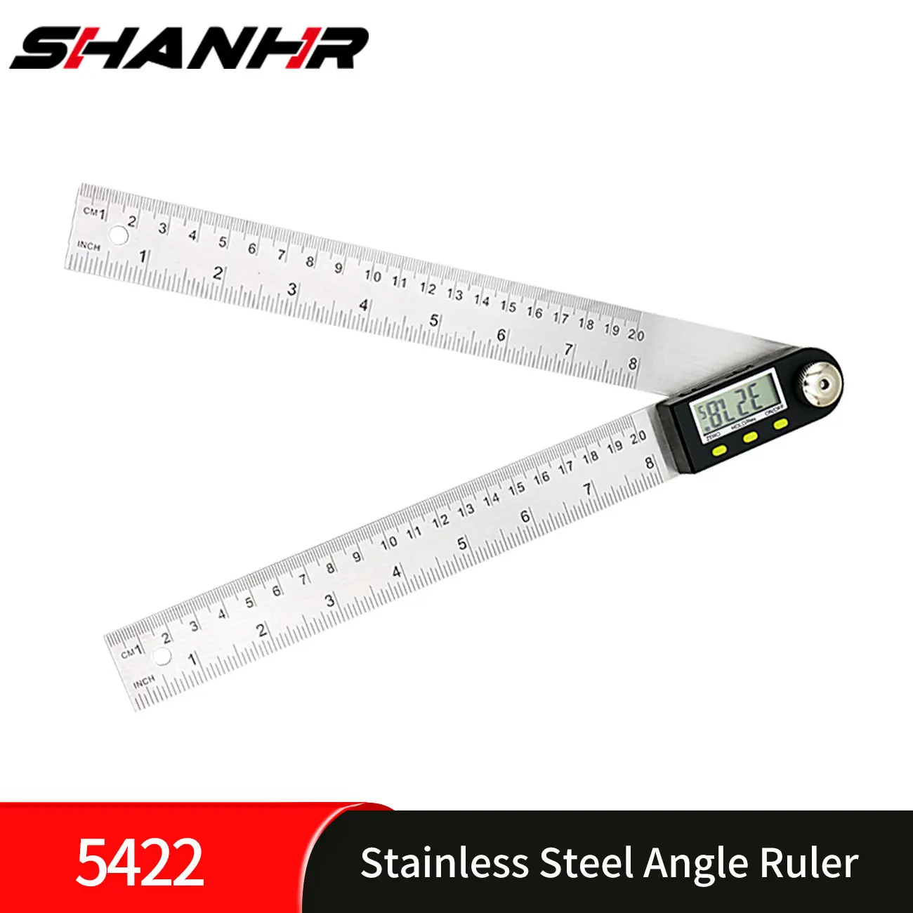 Shahe 200mm Digital Protractor Inclinometer Electronic Angle Gauge Stainless Steel Angle Ruler Goniometer Electronic Protractor