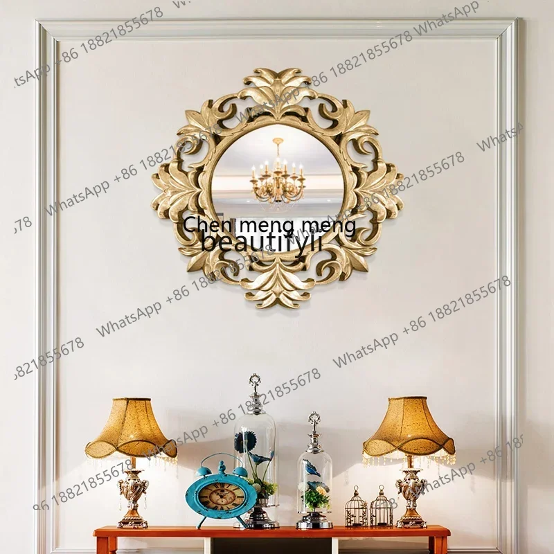 

ss7304 Wall-mounted makeup mirror retro carved enigma mirror Chinese wall-mounted decorative fireplace mirror