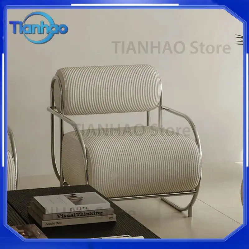 Modern Simple Creative Leisure Chair for Living Room Balcony Stainless Steel Single Sofa Chair for Designer Antique Style