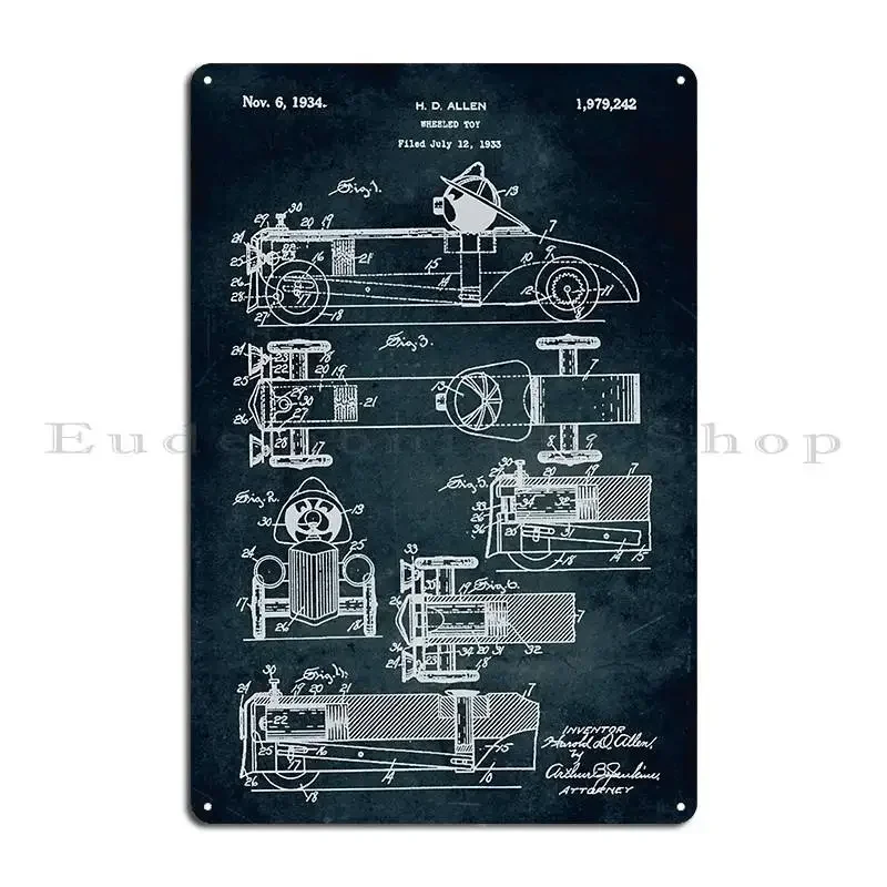1933 Wheeled Toy Metal Signs Garage Wall Decor Classic Printed Wall Plaque Tin Sign Poster