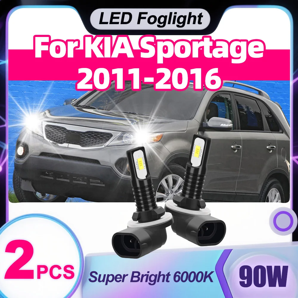 

2PCS 90W HIgh Power Super 6000K White LED Car Fog Lamp 20000LM Auto Driving Running Light For KIA Sportage 2011-2016 2012 2013