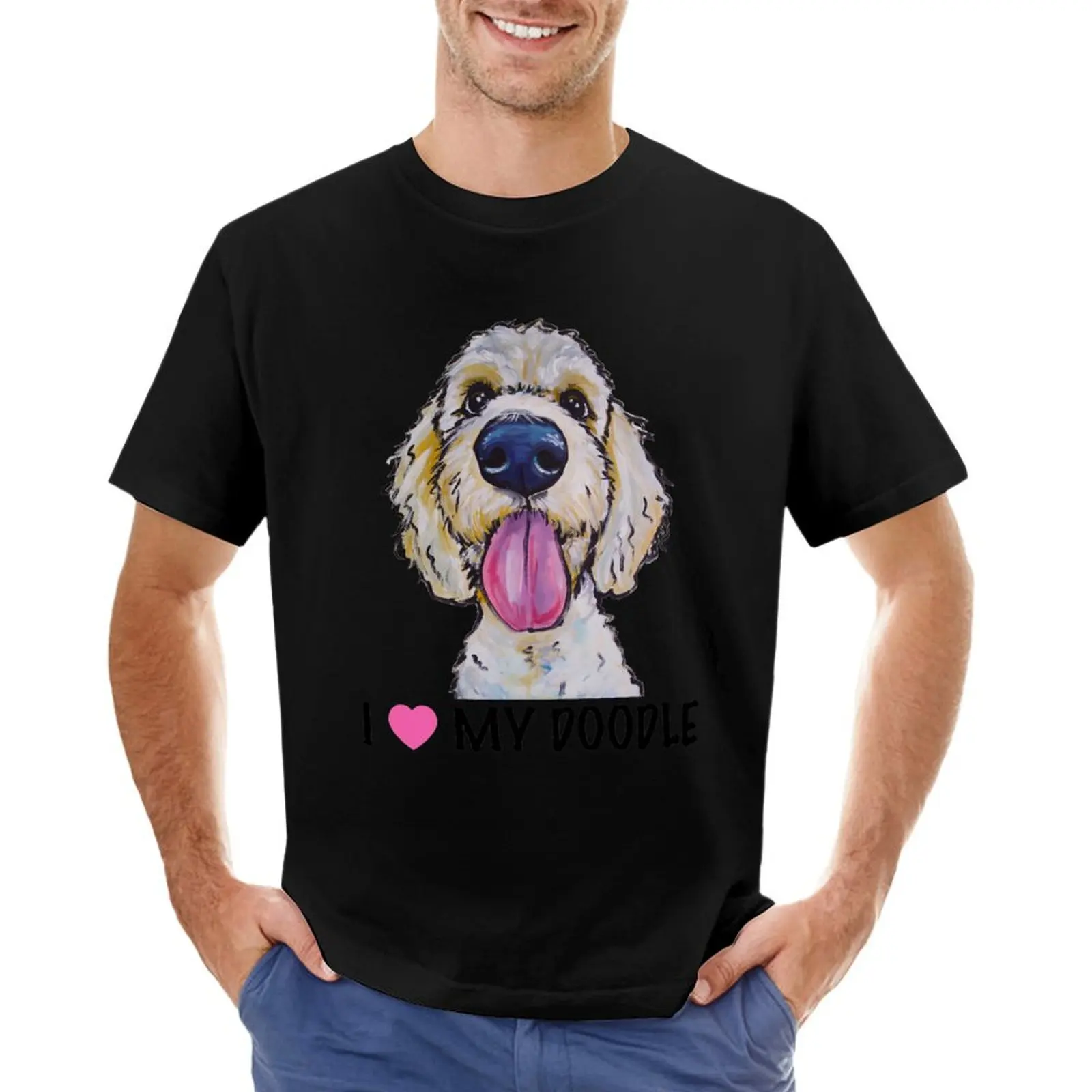 I Love My Doodle, Golden Doodle Art, Doodle Shirt T-Shirt anime blacks mens clothes