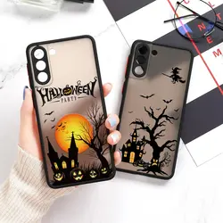 Halloween S24 Ultra Case For Samsung Galaxy S23 S22 Ultra S20 S21 FE Plus 10 S24 Case Matte Clear Cover Castle Pumpkin Bat Witch