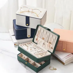 Light Luxury Style Portable Jewelry Box Jewelry Mother's Day Jewelry Case Box Button Leather Storage Jewelers Gift Box for Mom