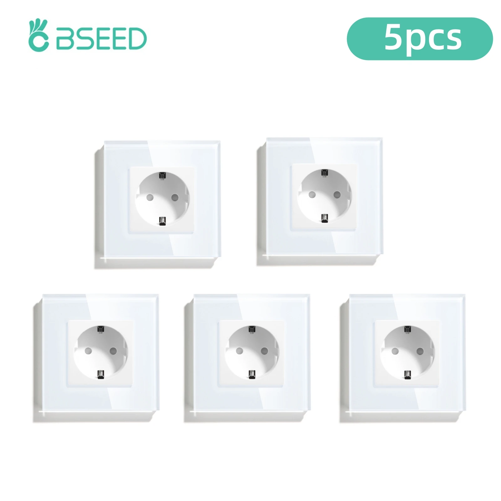 BSEED 16A Wandsteckdose, Einzelsteckdose, Doppel- und Dreifachsteckdose, EU-Standard-Steckdose für Zuhause, Büro, Schlafzimmer, Steckdose mit Glasrahmen