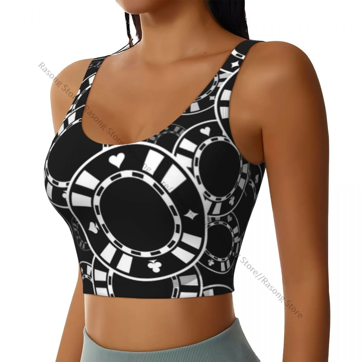 Sports Bra Women Running Yoga Clothes Vest Casino Poker Chips Icon Gathering Fitness Vest