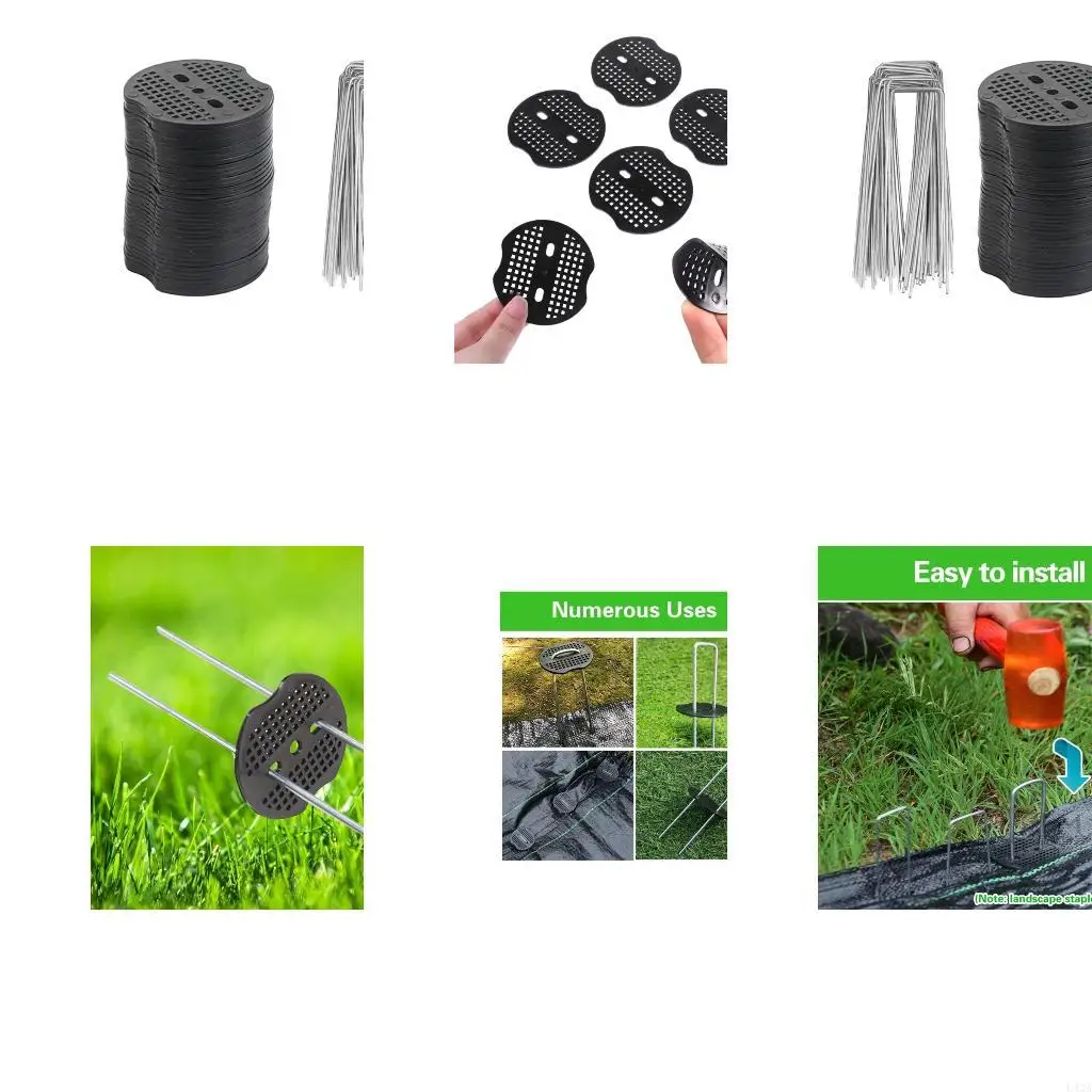 L43A Multipurpose Garden Pegs Set Metal Galvanized Stakes with Gaskets for Ground Cover Control Practical Landscape Staple