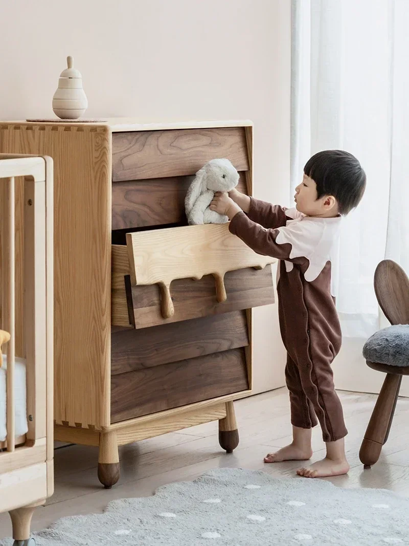 

Pewter Four-Bucket Cabinet Children's Clothing Storage Solid Wood Drawer Locker Furniture