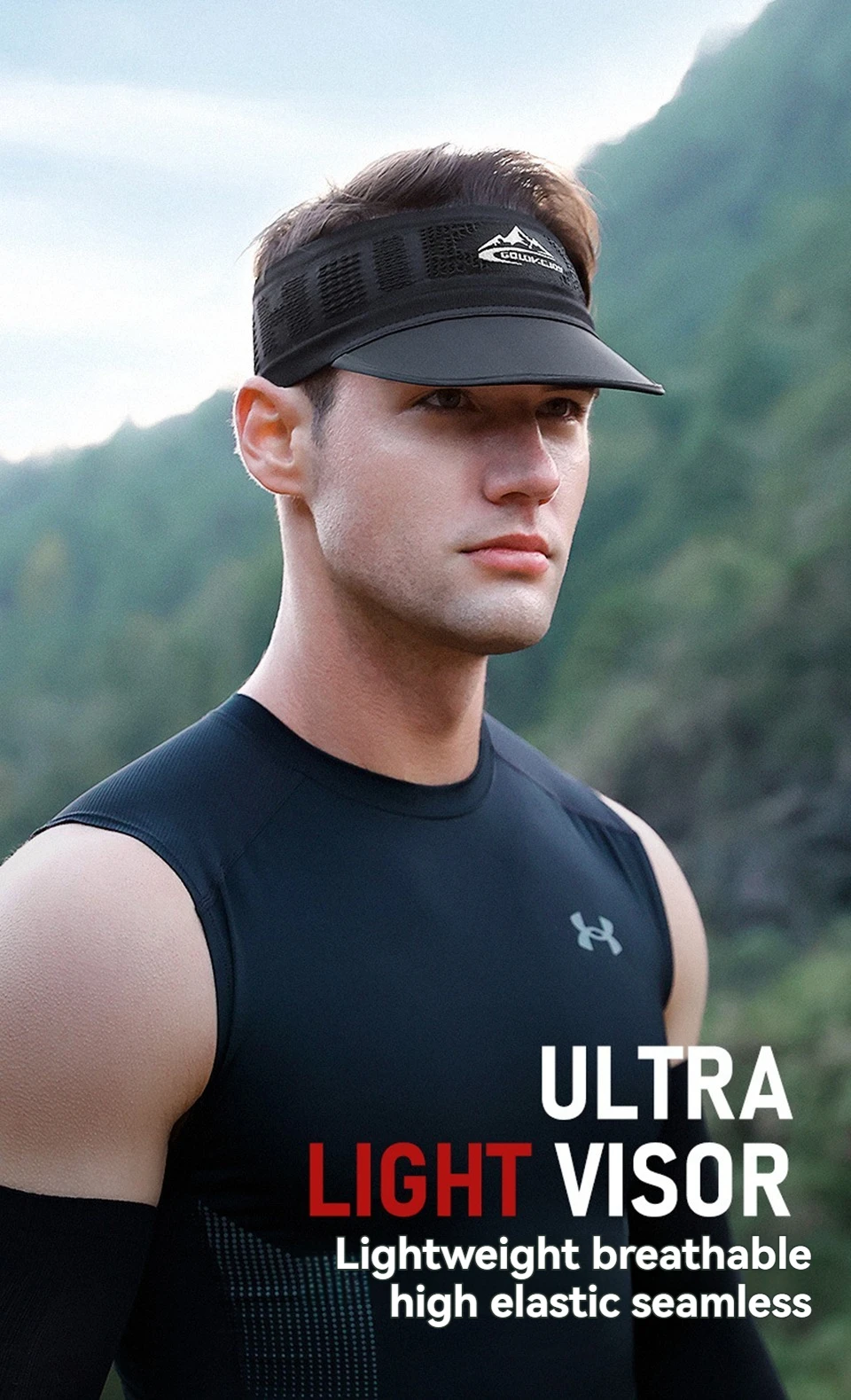 GTUBIKE Kühlendes, dehnbares Visier, Unisex-Schweißband für Damen und Herren, kein Slip-Band, leicht, Leistung, Laufen, Sonnenschutz – Detail 1