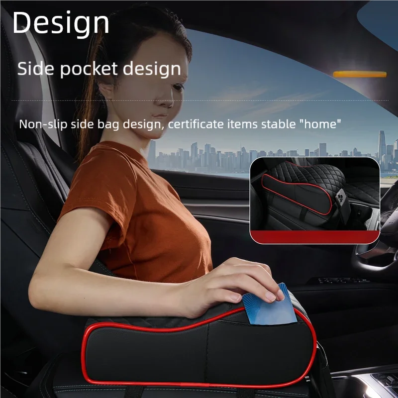 Quilted Memory Foam Car Center Console Armrest Pad - All Weather Height Adjustable Auto Accessory