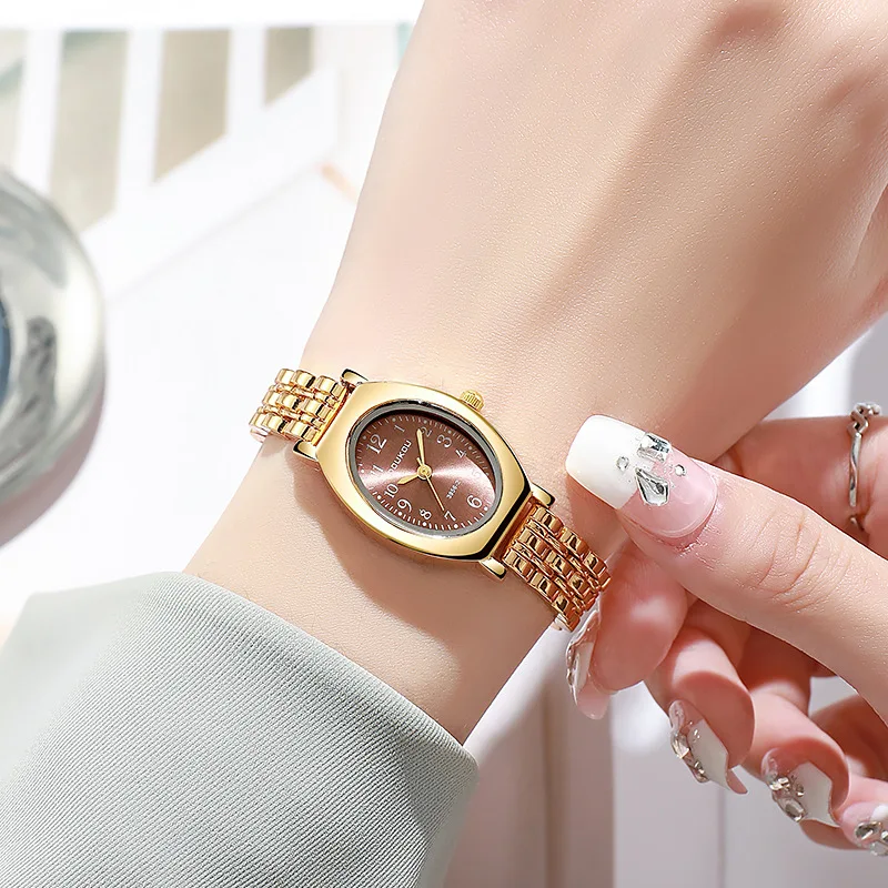 Hot Sale Gold Watch Oval Arabic Numeral Dial Women Quartz Wristwatch Luxury Ladies Gift Watches Dropshipping Relojes Para Mujer