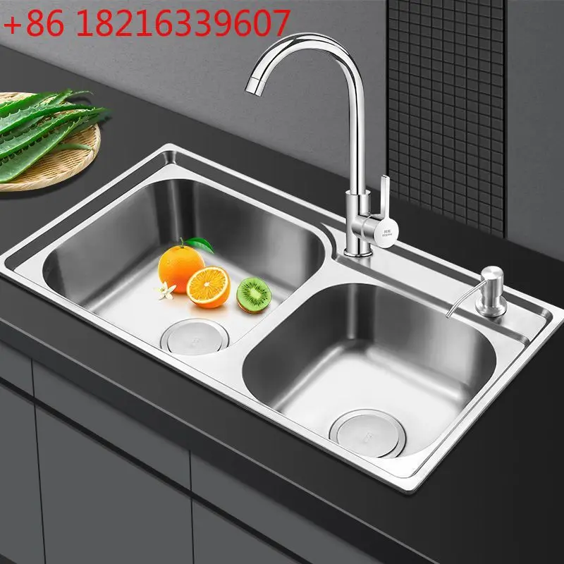 kitchen-304-stainless-steel-sink-double-sink-thickened-vegetable-basin-dishbasin-sink-set