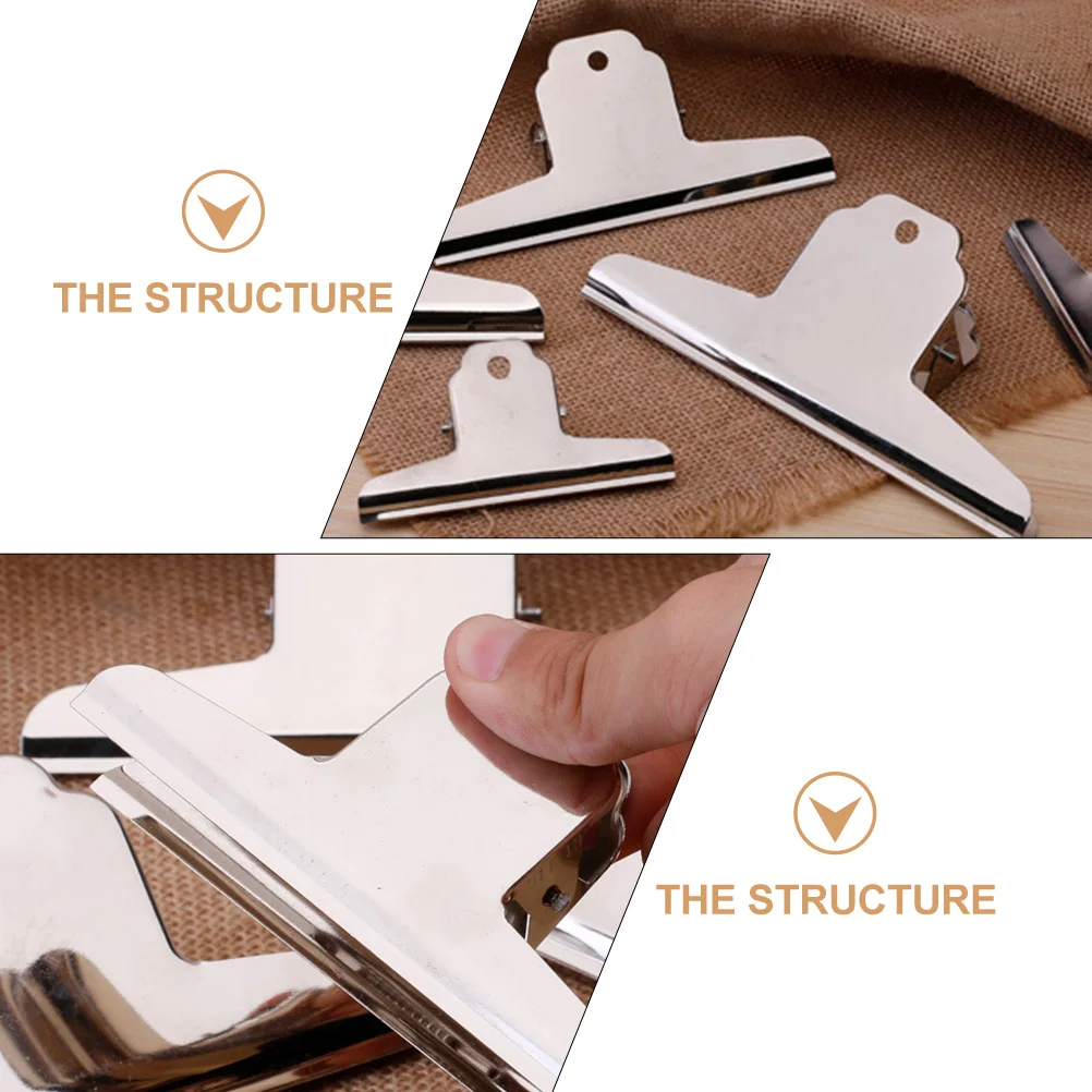 

Black Multifunctional Folder Binder Clips Hinge Seal Holder Silver Metal Office