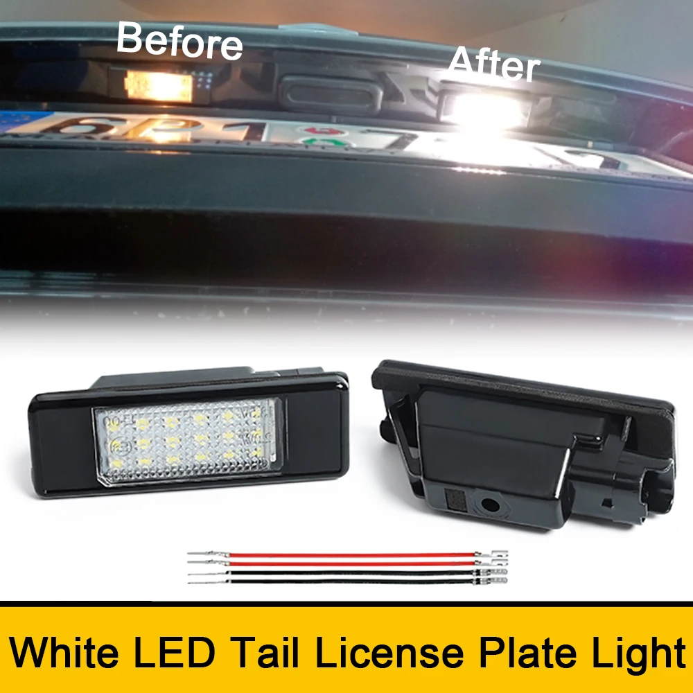 6000K LED Tail License Plate Lights For Peugeot 106 1007 207 307 308 T7 3008 T8 406 407 508 607 806 807 MPV Expert RCZ Coupe