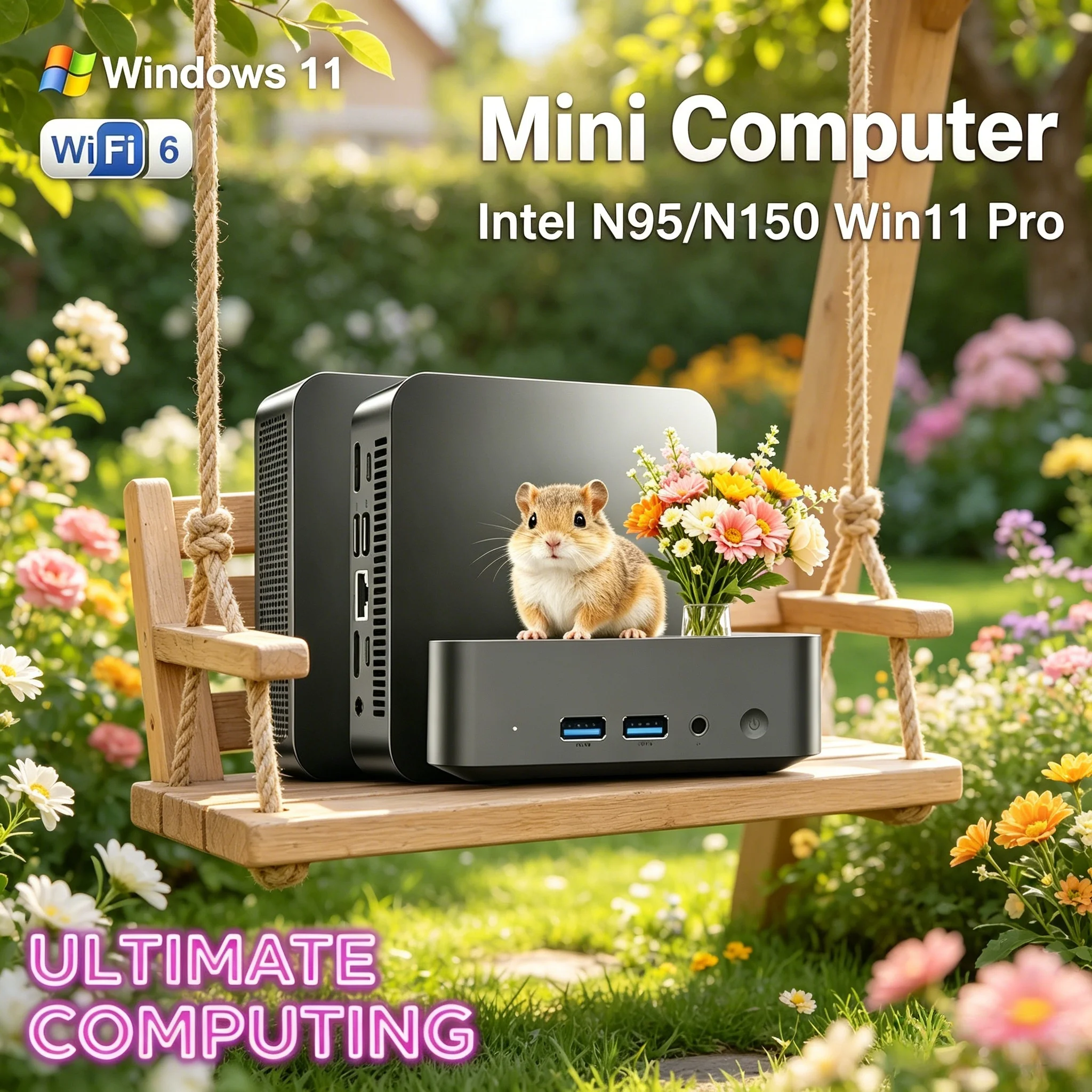 

Laptop Quiet Operation Mini Desktop Host N95 N150 Windows 11 Pro Lightweight Business Home Computer