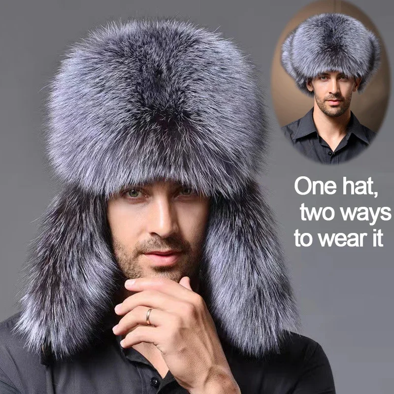 

Hot high-end luxury fur hat men's fox fur hat Lei Feng cap ear cap fur necessary hat