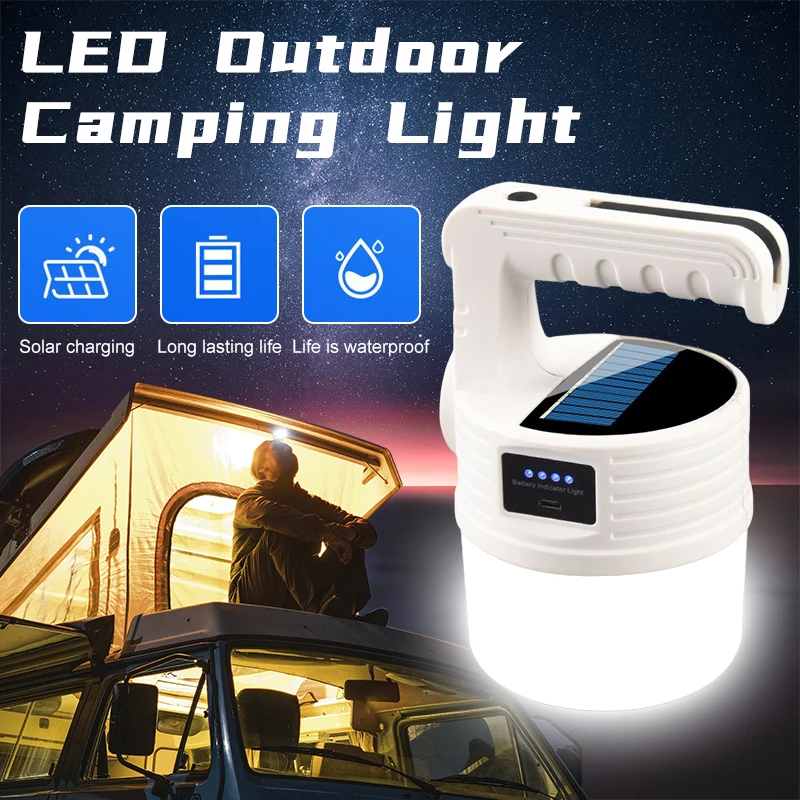 

Newest Camping Light Solar Outdoor USB Charging 10 Mode tent Lamp Portable Lantern Night Emergency Bulb Flashlight for Camp