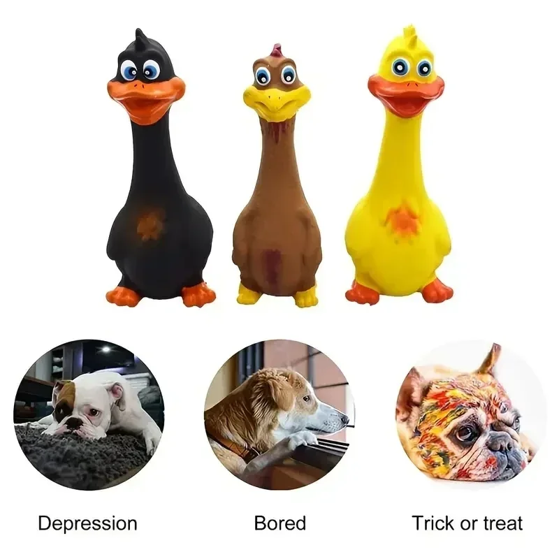 Pet Latex Sound Making Toys, Standing Screaming Chicken and Duck Simulation Toys, Cat and Dog Boredom Relief Toys