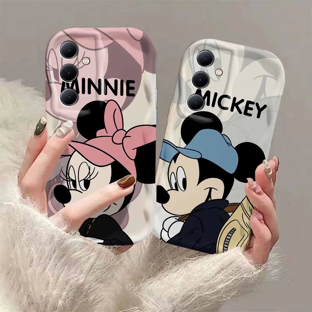 Disney Mickey Minnie 3D Wave Phone Case For OPPO Reno 11 F 8 T 7 Z 6 5 4 Pro F23 F11 F9 4G 5G Soft Silicone Back Cover