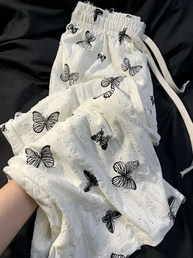 

Bufferfly повседневные брюки женские винтажные широкие брюки с высокой талией корейские свободные модные дизайнерские женские милые брюки