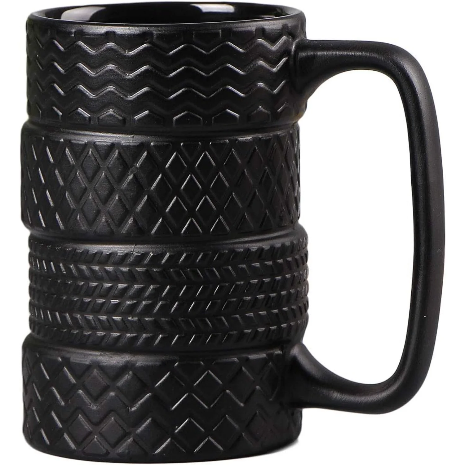 

3D Cool Black Tyre Tire Shaped Frosted Ceramic Mug Large Coffee Tea Cup Gifts Car Fans