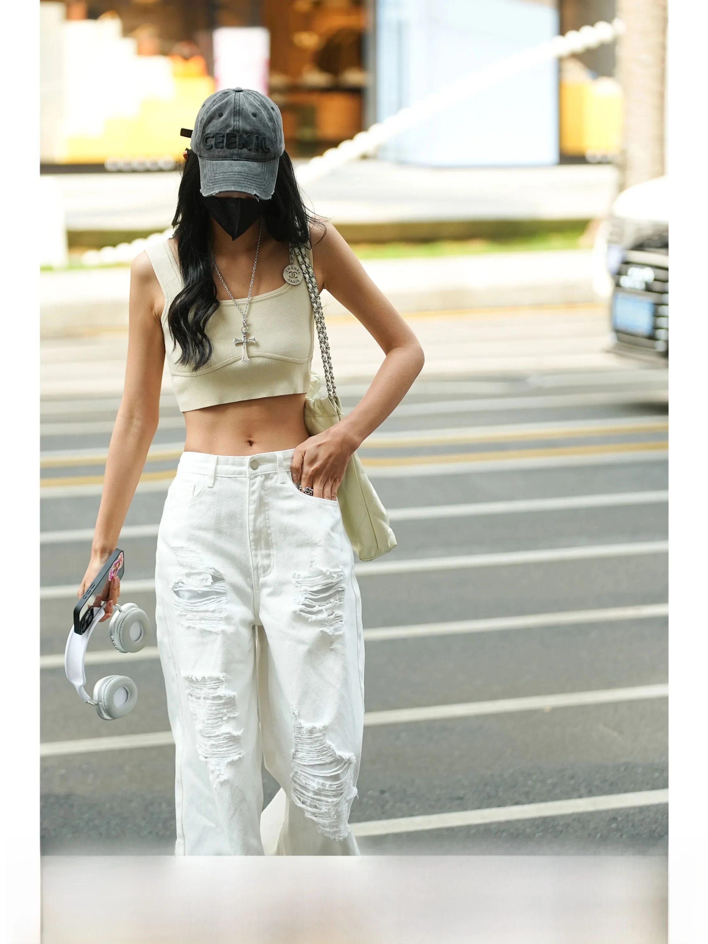 Luna7xi Knitted Short Crop Top Women's Slim Fit Square Collar Vest Inner And Outer Wear Base Shirt Texture Sensation