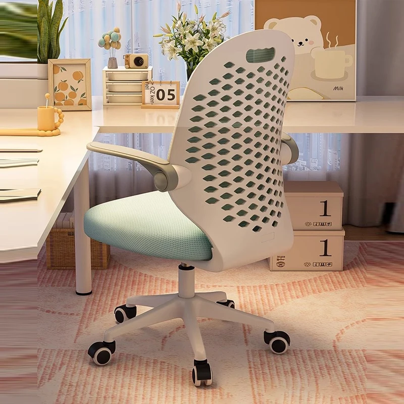 Home Office Computer Chair Dormitory Student Study Back Chair Desk Breathable Mesh Fabric with Foot Pedals Silent Spinner Wheels