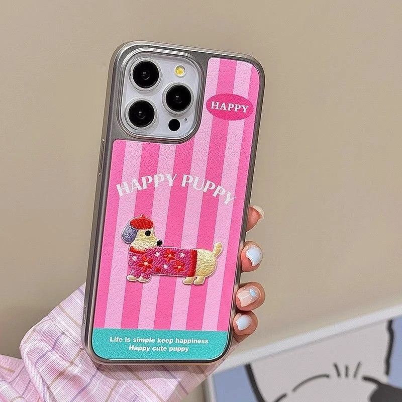 Case Compatible for IPhone 7Plus 13 12 15 11 14 16 Pro Max XR X XS Max 16 15 7 8 Plus Cartoon Creative Dachshund Cute Puppy Case