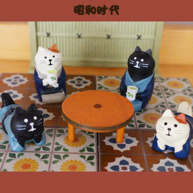 ZAKKA Sundry Goods Japan Style Three-haired Cat Showa Period INS Creative Miniature Scene Resin Ornament Accessories Model