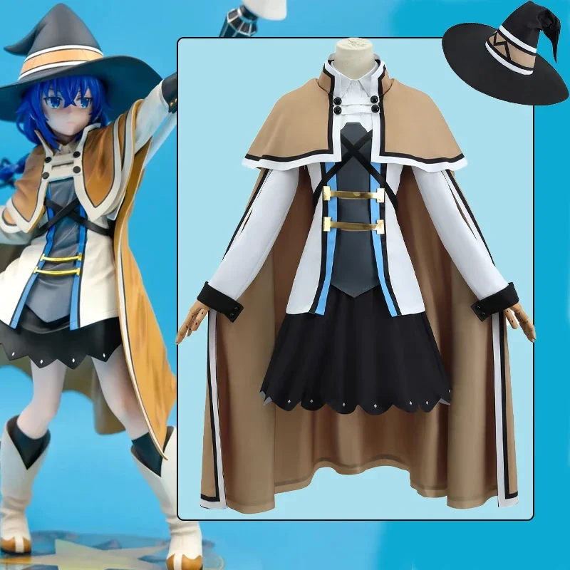 Roxy Migurdia Cosplay Costume Anime Mushoku Tensei Jobless Reincarnation Witch Hat Cloak Outfit Halloween Uniform for Women Girl