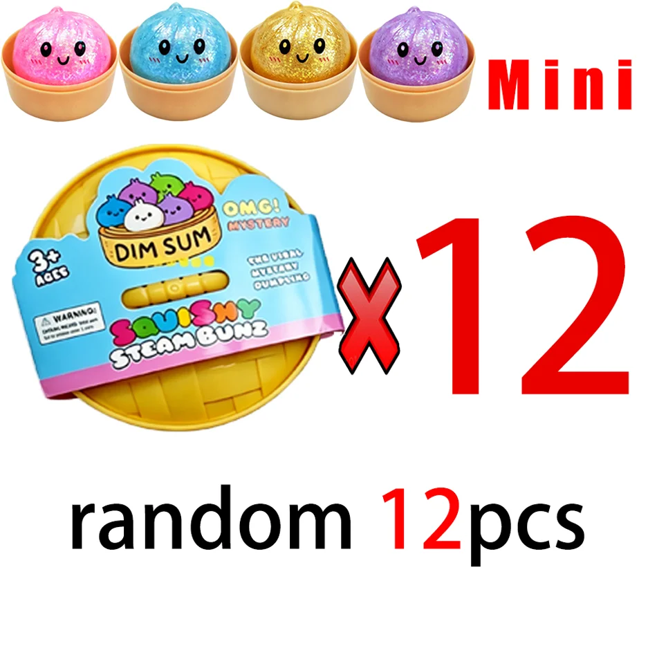 Glitzer-Dumpling-Squishy mit Box – Sensorischer Dampfkugel-Druckentlastungs-Fidget-Spielzeug aus weichem TPR-Teig für Stressabbau – Geschenk
