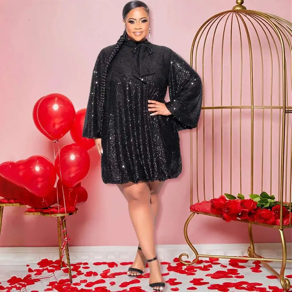 

new loose sequin long sleeved CY901621 dress short skirt party women's wear