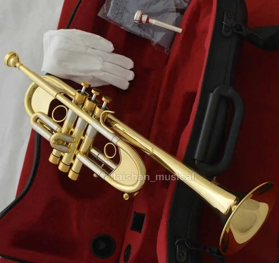 

Professional Brass Lacquered Heavy C Trumpet 3 monel piston Bell 5''