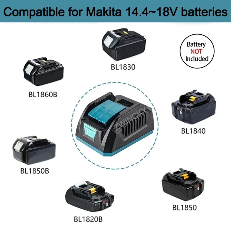 

Портативное зарядное устройство для Makita 14,4 В 18 В BL1815 BL1830 BL1850 BL1860 BL1430 BL1450 Компактное зарядное устройство для Makita с вилкой ЕС/США