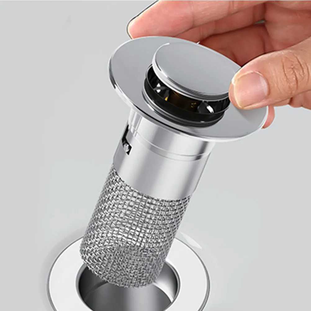 

2 шт. кнопочные выдвижные сливные пробки для раковины из АБС-пластика и меди, для ванной комнаты, с функцией улавливания волос и фильтрации остатков, сменные дренажные заглушки