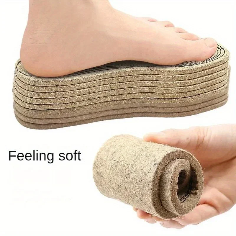 Wool Felt Insoles For Shoes Men Women Warm Shock-absorbing Insoles Shoes Pad Inlegzolen Heren Plantillas Adhesivas Para Zapatos image 2