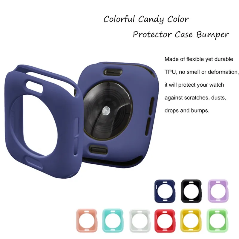 Capa de Silicone Macia para Apple Watch, Proteção de Capa, Bumper Shell, iWatch Series 8, 7, SE, 6, 5, 4, 3, 45mm, 44mm, 42mm, 41 milímetros, 40 milímetros, 38 milímetros