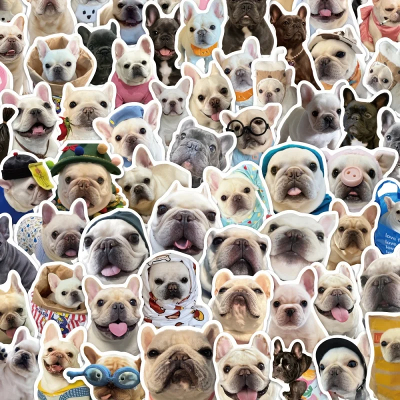 60pcs French Bulldog Stickers Abstract expression cute dog funny puppy decorative phone and planner fun stickers