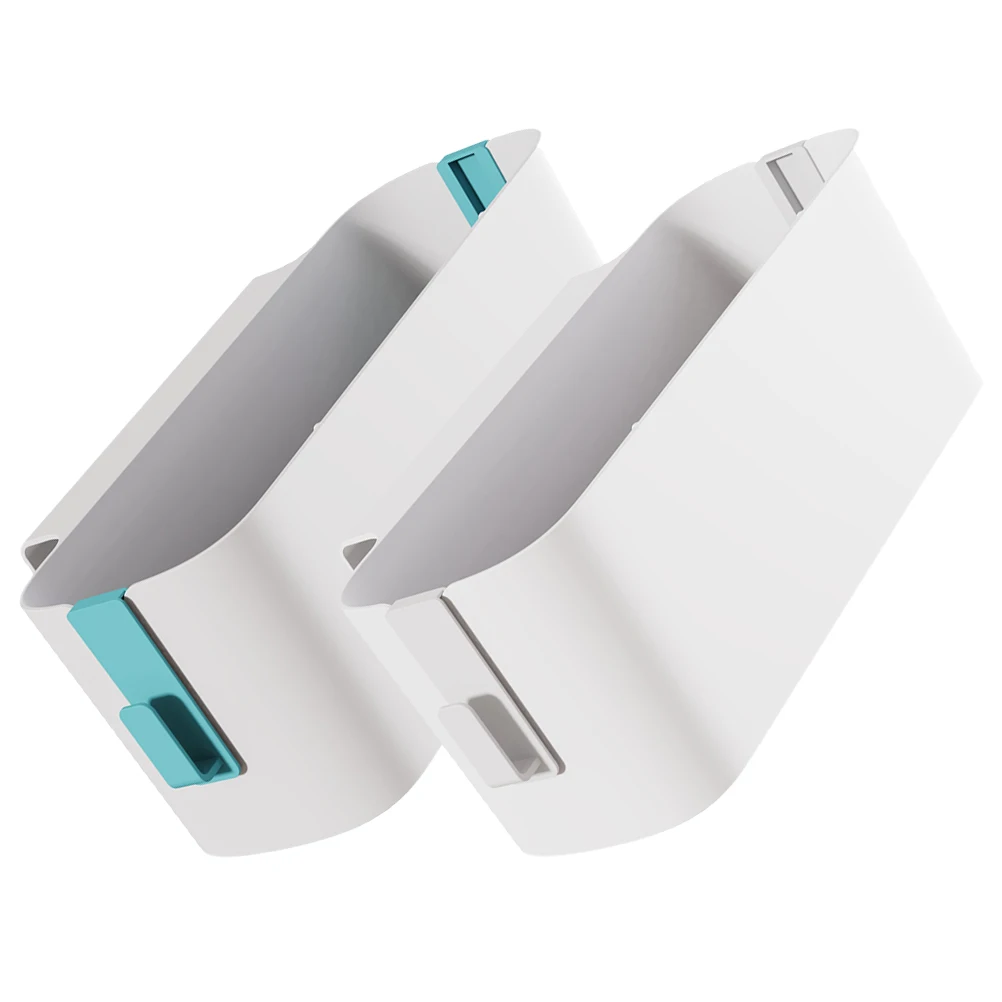 

2 Pcs Green and White Storage Holder Bedside Hanging Unit Baskets with Hooks Plastic Organizer