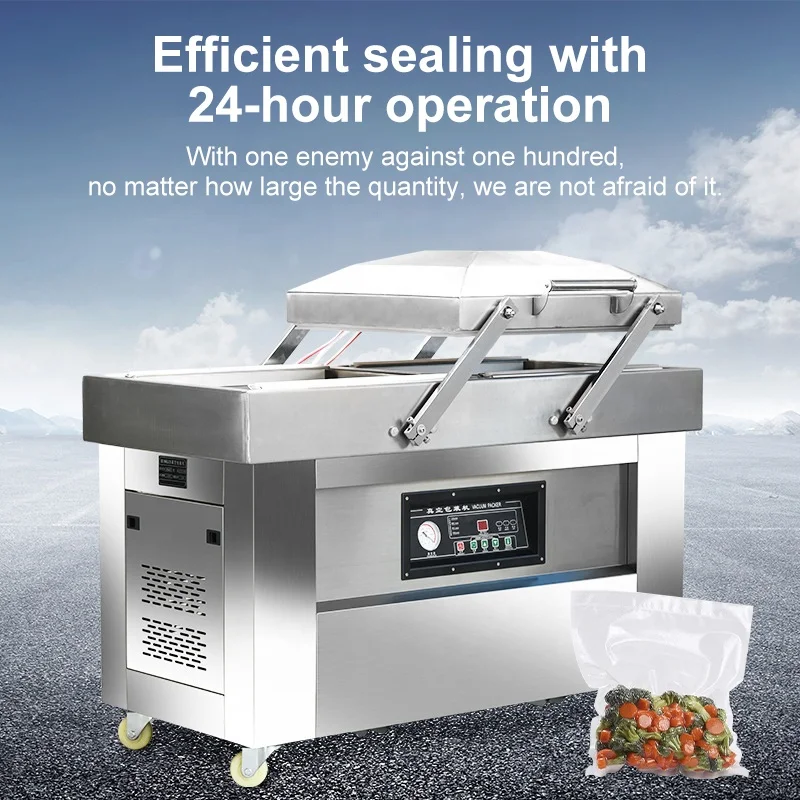 Dz-400 Custom Commercial Double Chamber Large Meat Rice Brick Seafood Vegetables Plastic Bags Sealing Vacuum Packaging Machine