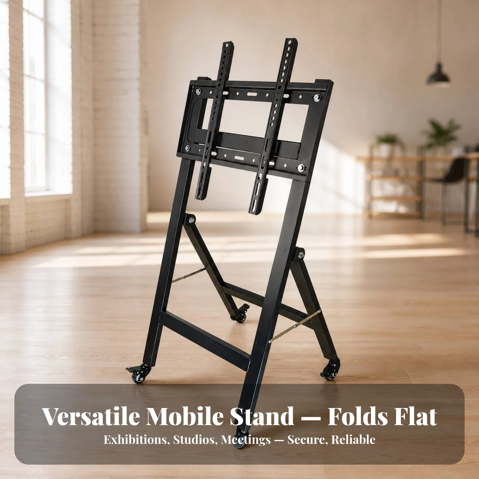 Mobile TV Stand with Wheels Height-Adjustable TV Stand with Wheels Display Mount Heavy-Duty Furniture Foldable for Streamers